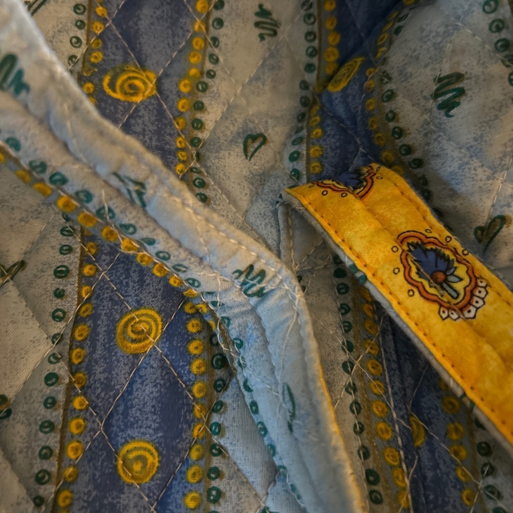 NWT Lily Waters QUILTED PAISLEY Travel Duffel Tote Bag Blue Yellow 13" - Picture 5 of 9
